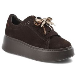 Brązowe Sneakersy Chebello Zamszowe Obuwie Damskie. Brązowe półbuty damskie CheBello, bez wzorów, z zamszu, eleganckie, bez obcasa, na platformie, bez zapięcia. Za 566.90 zł.