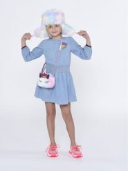Billieblush Sukienka codzienna U12779 Niebieski Regular Fit. Niebieskie sukienki dla dziewczynek Billieblush, bez wzorów, z bawełny, bez ramiączek. Za 339.99 zł.