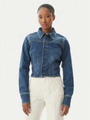 Guess Jeans Kurtka jeansowa W6RN84 D7251 Niebieski Classic Fit. Niebieskie kurtki damskie Guess Jeans, xxl, z aplikacjami, z bawełny, bez kaptura. Za 407.99 zł.