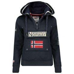 Bluza sportowa damska Geographical Norway Gymclass. Niebieskie bluzy damskie Geographical Norway, xl, bez wzorów, z bawełny, bez kaptura. Za 227.00 zł.