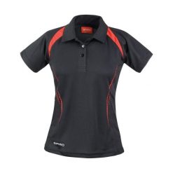 Damska koszulka polo Spiro Team Spirit. Czarne koszulki sportowe damskie SPIRO, bez wzorów, bez kołnierzyka, bez ramiączek. Za 156.50 zł.