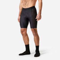 Spodenki pod szorty na rower MTB męskie Rockrider 100. Czarne buty sportowe męskie ROCKRIDER, m, bez wzorów, z elastanu, rowerowe. Za 69.99 zł.