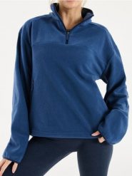 Bluza polarowa - niebieski. Niebieskie bluzy damskie Sinsay, l, bez wzorów, z polaru, bez kaptura. W wyprzedaży za 35.99 zł.