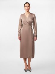 YAS Sukienka codzienna Pella 26030740 Beżowy Regular Fit. Brązowe sukienki damskie YAS, na co dzień, m, bez wzorów, z syntetyku, bez kołnierzyka, bez ramiączek, proste. Za 219.99 zł.