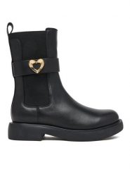 LOVE MOSCHINO Botki JA24044G0NIA0000 Czarny. Czarne botki damskie Love Moschino, ze skóry, bez obcasa, na płaskiej podeszwie, bez zapięcia. Za 829.99 zł.