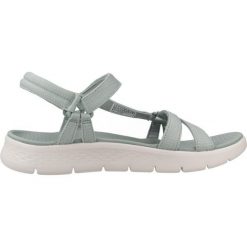 Sandały SKECHERS GO WALK FLEX SANDAL Niebieski. Zielone sandały damskie Skechers, bez wzorów, z tkaniny, bez obcasa, bez zapięcia. Za 229.99 zł.