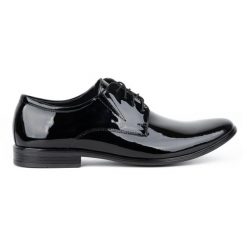 Olivier Buty męskie wizytowe skóra lakierki 304LU czarne. Czarne eleganckie półbuty ze skóry, biznesowe, bez zapięcia. Za 453.66 zł.