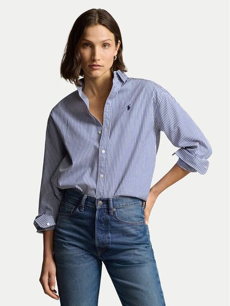 Polo Ralph Lauren Koszula 211910743020 Niebieski Regular Fit. Niebieskie bluzki damskie Polo Ralph Lauren, l, bez wzorów, z bawełny, bez kołnierzyka, bez ramiączek. Za 569.99 zł.
