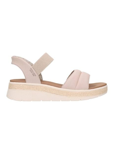 Sandały damskie, Slip-Ins: BOBS Sun Ray. Czarne sandały damskie Skechers, bez wzorów, z materiału, bez obcasa, bez zapięcia. Za 199.99 zł.