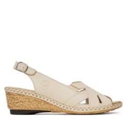 Sandały Rieker. Czarne sandały damskie Rieker, bez wzorów, bez obcasa, na słupku, bez zapięcia. Za 319.99 zł.