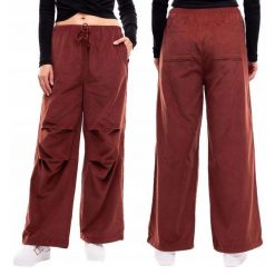 Damskie spodnie Parachute Champion, 100% bawełna, wysoka talia. Brązowe spodnie materiałowe damskie Champion, bez wzorów, z bawełny. Za 129.99 zł.