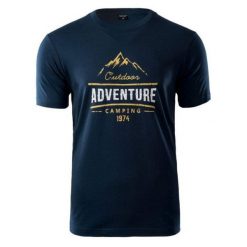 Koszulka męska Hi-Tec Lore - granatowa, Rozmiar XL. T-shirty męskie Hi-tec, m, bez wzorów, z bawełny, klasyczne, bez kołnierzyka. Za 39.99 zł.