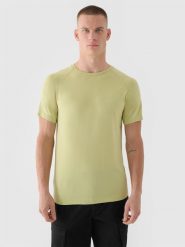 4F T-shirt bezszwowy regular męski 4F x Robert Lewandowski - zielony S/M. Zielone koszulki sportowe męskie 4f, na lato, m, bez wzorów, z dzianiny, klasyczne, bez kołnierzyka. W wyprzedaży za 79.99 zł.