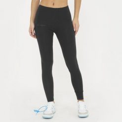 Damskie Legginsy do Jogi z Wysokim Stanem Czarne Model MAVERY. Czarne legginsy sportowe damskie Legea, xl, bez wzorów, z bawełny, z podwyższonym stanem, długie, do biegania. Za 72.00 zł.