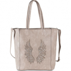 Torebka z aplikacją bonprix szary. Szare torebki shopper damskie bonprix, z aplikacjami. Za 129.99 zł.