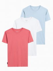 Zestaw koszulek bawełnianych BASIC 3-pak - mix V19 Z30 - XXL. Niebieskie t-shirty męskie Ombre Clothing, l, bez wzorów, z bawełny, klasyczne, bez kołnierzyka. Za 65.99 zł.