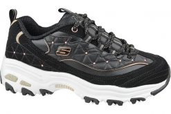 Buty sportowe Sneakersy damskie, Skechers D'Lites. Czarne obuwie sportowe damskie Skechers, bez wzorów, z materiału, trekkingowe. Za 309.99 zł.