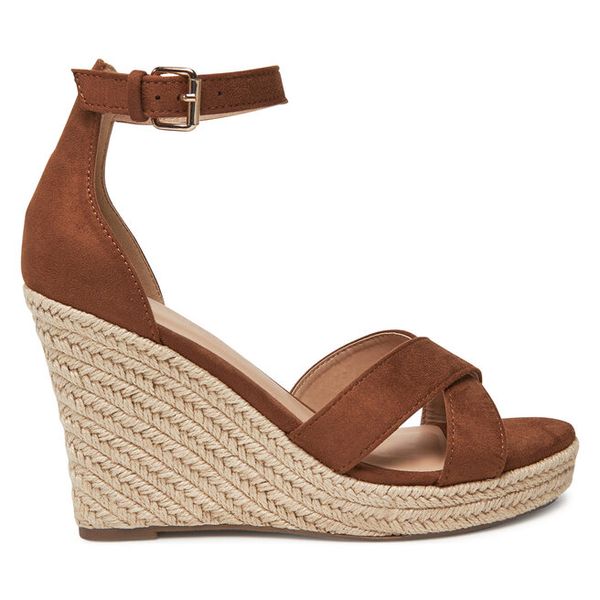 Espadryle ONLY Shoes. Brązowe sandały damskie ONLY Shoes, bez wzorów, bez obcasa, bez zapięcia. Za 159.99 zł.