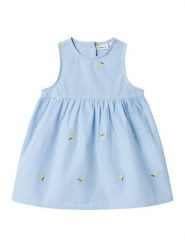 NAME IT Sukienka codzienna Derilla 13240054 Błękitny Regular Fit. Niebieskie sukienki dla dziewczynek Name it, bez wzorów, z bawełny, bez ramiączek. Za 89.99 zł.