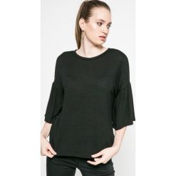Only - Top Estra Bell. Czarne topy damskie Only, z dzianiny, z okrągłym kołnierzem, z krótkim rękawem. W wyprzedaży za 29.90 zł.