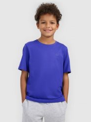 4F T-shirt regular gładki chłopięcy - niebieski 158 (12-13 lat). Niebieskie t-shirty dla chłopców 4f, bez wzorów, z bawełny, bez ramiączek. Za 29.99 zł.