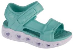 Sandały dziewczęce, Heart Lights Sandal - Always Flashy. Zielone sandały dziewczęce Skechers, z materiału, bez zapięcia. Za 149.99 zł.