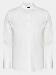 Sisley Koszula 5CNXSQ032 Biały Slim Fit. Białe koszule męskie Sisley, m, bez wzorów, z bawełny, biznesowe, bez kołnierzyka, bez ramiączek. Za 119.99 zł.
