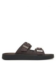 Calvin Klein Klapki Ergon Double Bar Sandal Su HM0HM02094 Brązowy. Brązowe klapki męskie Calvin Klein, ze skóry. Za 529.99 zł.
