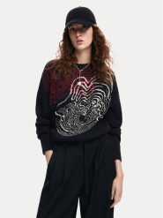 Desigual Sweter Toulouse Lacroix 24WWJF54 Czarny Loose Fit. Czarne swetry damskie Desigual, s, bez wzorów, z syntetyku, bez kołnierzyka, bez ramiączek, bez kaptura. Za 333.21 zł.