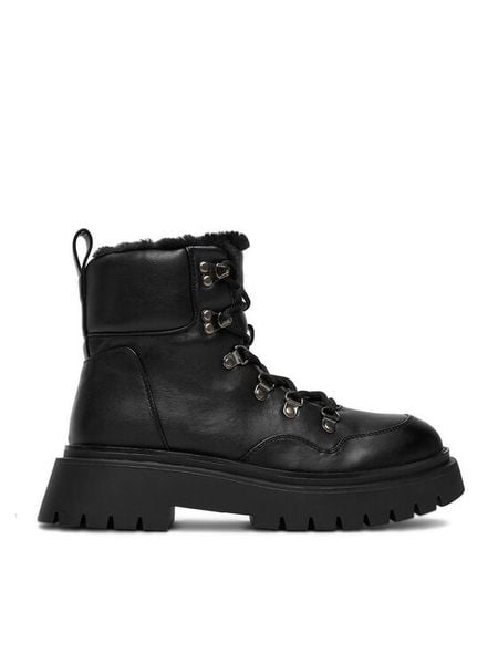 DeeZee Trzewiki 13116-4 Czarny. Czarne botki damskie DeeZee, z materiału, bez obcasa, na płaskiej podeszwie, bez zapięcia. Za 229.99 zł.