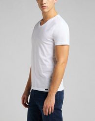 LEE TWIN PACK V NECK MĘSKI T-SHIRT KOSZULKA DWUPAK WHITE L62ECM12 112114541. Białe t-shirty męskie Lee, l, bez wzorów, bez kołnierzyka. Za 119.99 zł.