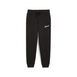 Damskie spodnie ESS+ Script PUMA Black Gold Foil. Czarne spodnie materiałowe damskie Puma, m, bez wzorów, z dzianiny, na fitness i siłownię. Za 160.99 zł.