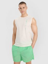 4F Tank top regular męski - biały S. Białe koszulki sportowe męskie 4f, m, bez wzorów, z bawełny, klasyczne, bez kołnierzyka. W wyprzedaży za 39.99 zł.