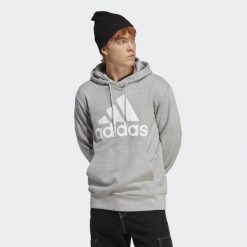 Essentials French Terry Big Logo Hoodie. Szare bluzy męskie Adidas, m, bez wzorów, bez kaptura. Za 199.00 zł.