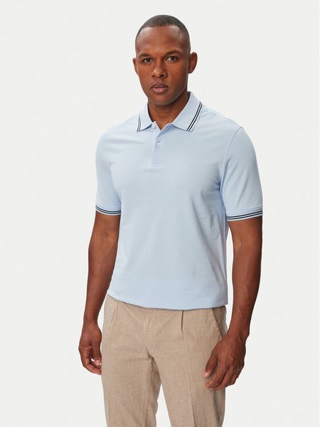 Bugatti Polo 8150-15001E Niebieski jasny Regular Fit. Niebieskie koszulki polo męskie Bugatti, m, bez wzorów, bez ramiączek. Za 299.99 zł.