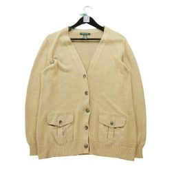 Second life - Kardigan bez rękawów z lnu dla kobiet - Stan bardzo dobry. Brązowe kardigany damskie Ralph Lauren, s, bez wzorów, z dzianiny, eleganckie. Za 68.12 zł.