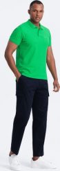 Ombre Męska koszulka polo jednokolorowa BASIC z dzianiny pique - neonowa zieleń V25 OM-POBS-0100 S. Zielone koszulki polo męskie Ombre, m, bez wzorów, z dzianiny, bez ramiączek. Za 79.99 zł.