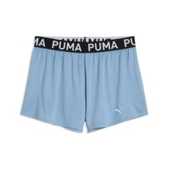 Damskie szorty z dzianiny Puma Strong 3". Niebieskie szorty sportowe damskie Puma, l, bez wzorów, z dzianiny, sportowe, do biegania. Za 149.50 zł.