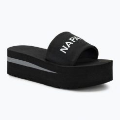 Klapki damskie Napapijri. Czarne klapki damskie Napapijri, bez wzorów, bez obcasa. Za 189.99 zł.