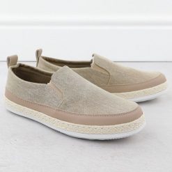 Półbuty męskie espadryle wsuwane khaki Nowacki 0017-T. Brązowe półbuty na co dzień męskie Nowacki, z materiału, bez zapięcia. Za 119.99 zł.