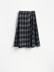 Spódnica midi w kratę - Inny. Spódnice damskie Reserved, l, bez wzorów, z dzianiny, midi, rozkloszowane. Za 159.99 zł.