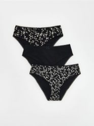 Bawełniane majtki typu figi 3 pack - czarny. Czarne bikini damskie Reserved, l, bez wzorów, z bawełny. W wyprzedaży za 35.99 zł.