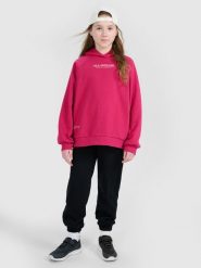 4F Spodnie dresowe joggery dziewczęce - czarne 158 (12-13 lat). Czarne spodnie sportowe dla dziewczynek 4f, bez wzorów, z bawełny. Za 89.99 zł.