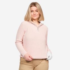 Sweter do golfa damski Inesis MW500. Czerwone swetry damskie INESIS, s, bez wzorów, z bawełny, eleganckie, bez kołnierzyka, bez ramiączek, długie, bez kaptura. Za 99.99 zł.