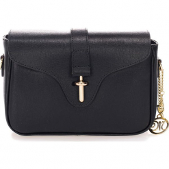 Skórzana torebka w kolorze czarnym - 27 x 18 x 8 cm. Czarne torby na ramię damskie Black Bags. W wyprzedaży za 303.95 zł.