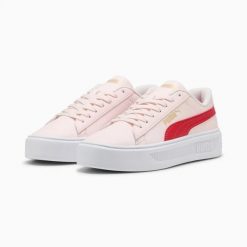 Buty sportowe damskie Puma SMASH PLATFORM V3 39075826. Czerwone obuwie sportowe damskie Puma, bez wzorów, z gumy. Za 195.70 zł.