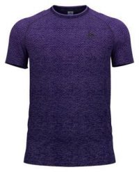Koszulka męska Odlo ESSENTIAL SEAMLESS T-shirt crew neck l/s. Niebieskie koszulki sportowe męskie Odlo, na wiosnę, l, bez wzorów, z materiału, bez kołnierzyka, bez ramiączek, do biegania. Za 185.70 zł.
