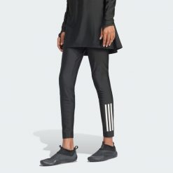 Legginsy 3-Stripes Swim. Czarne legginsy damskie Adidas, bez wzorów, do pływania. Za 299.00 zł.