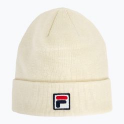 Czapka zimowa FILA Fushun F-Box. Białe czapki i kapelusze damskie Fila, na zimę, bez wzorów, z materiału, klasyczne. Za 77.99 zł.