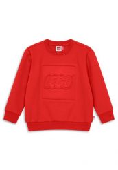 Bluza Bawełniana Dziecięca LEGO Sky100 Czerwona. Czerwone bluzy dla dziewczynek LEGO, na wiosnę, z aplikacjami, z bawełny, bez ramiączek, bez kaptura. Za 179.99 zł.